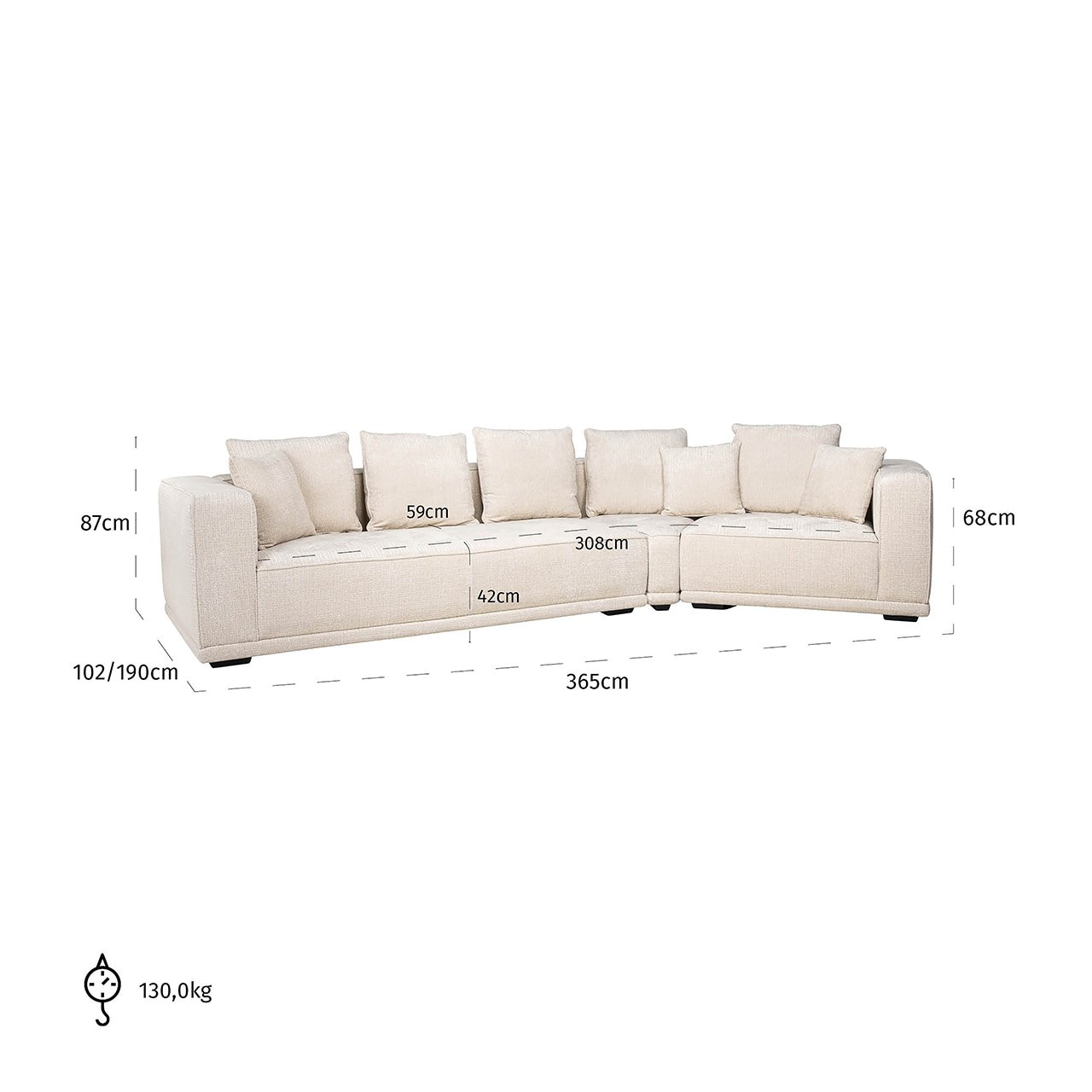 Richmond 4-zits Bank 'Lusso' Chenille, kleur Beige