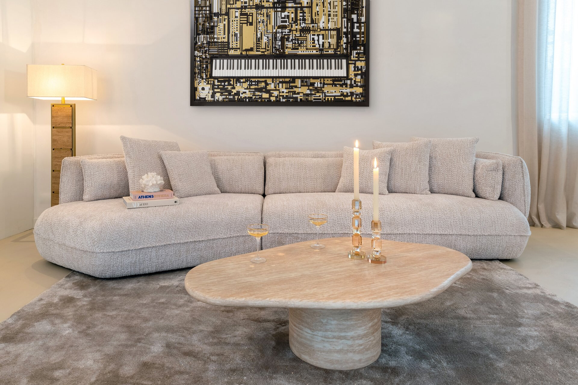 Richmond Organische Salontafel 'Fictus' Travertin look, 130 x 80cm