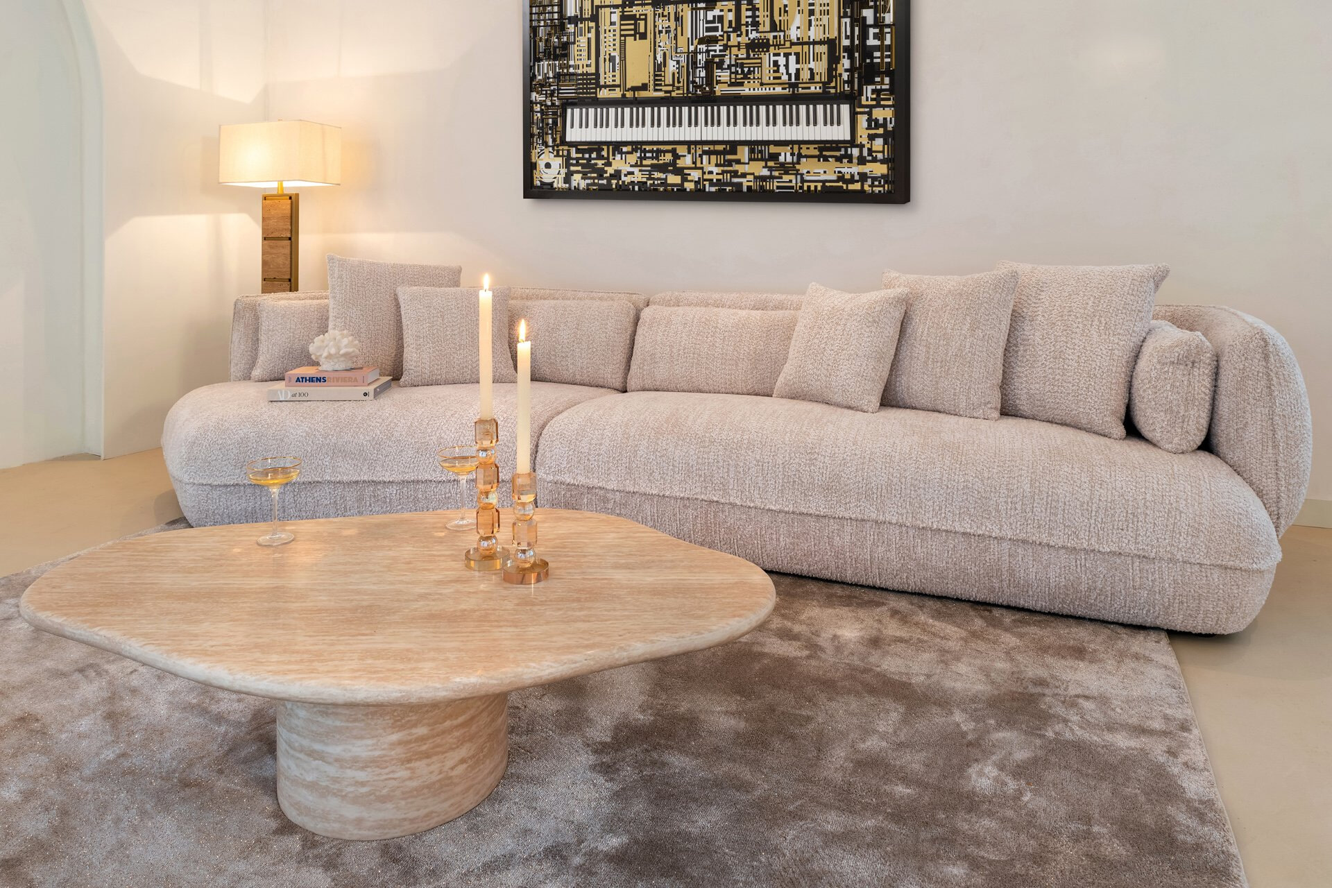 Richmond Organische Salontafel 'Fictus' Travertin look, 130 x 80cm