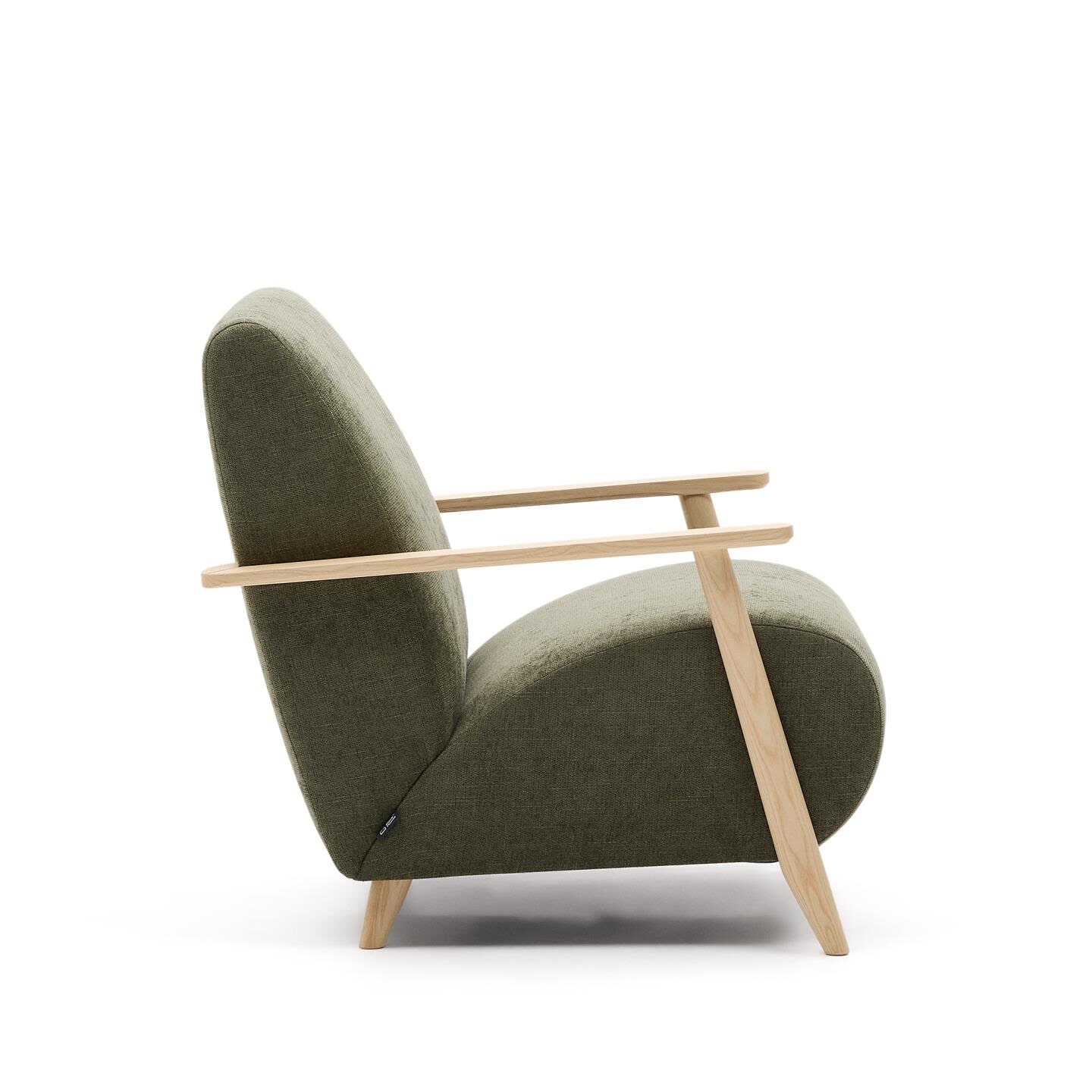 Kave Home Fauteuil 'Meghan' Chenille, kleur Groen/Naturel