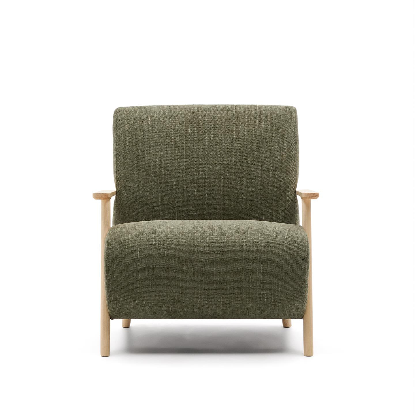 Kave Home Fauteuil 'Meghan' Chenille, kleur Groen/Naturel