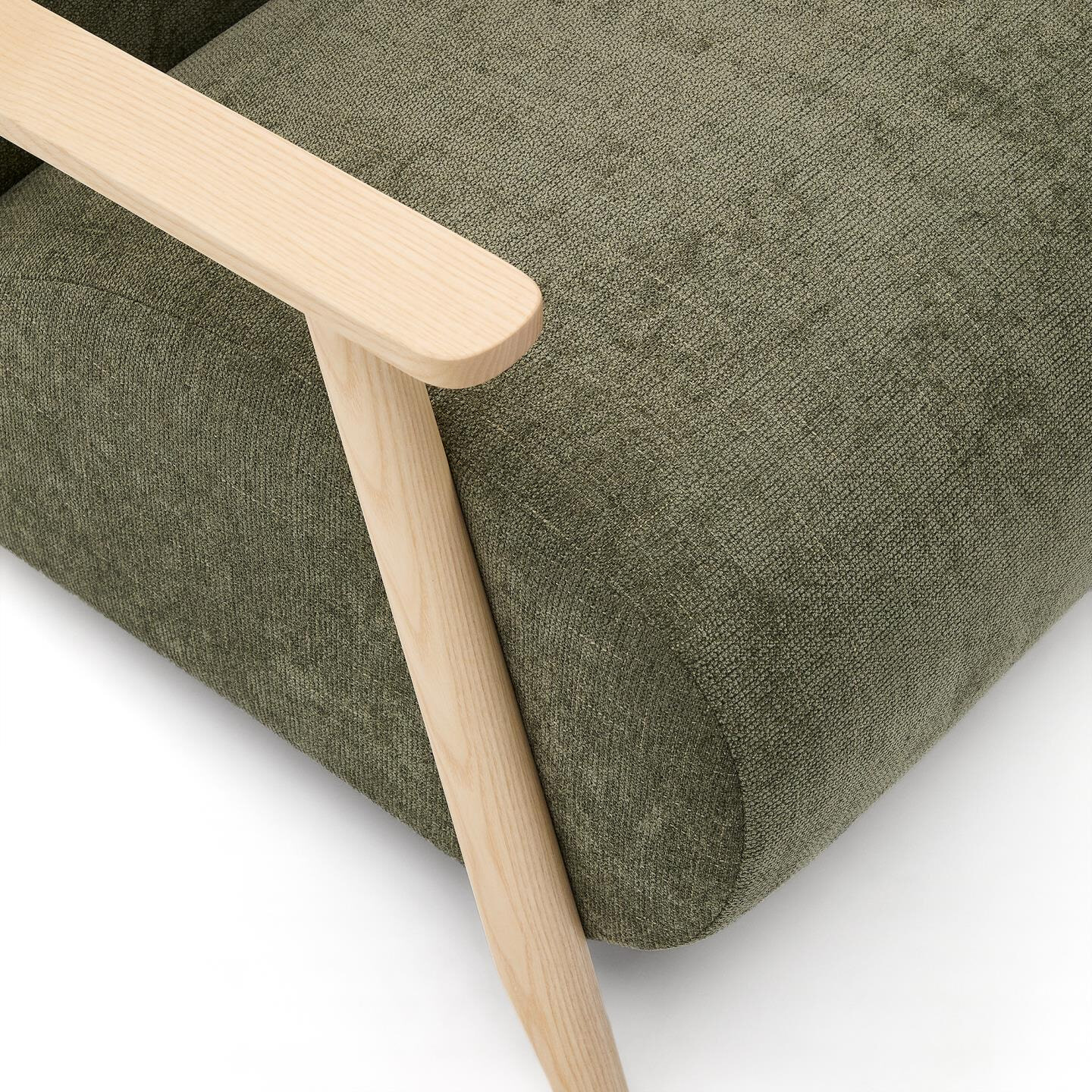 Kave Home Fauteuil 'Meghan' Chenille, kleur Groen/Naturel