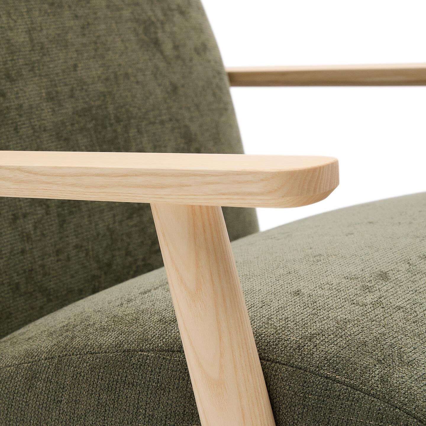 Kave Home Fauteuil 'Meghan' Chenille, kleur Groen/Naturel