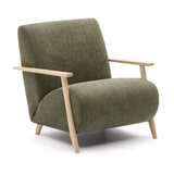Kave Home Fauteuil 'Meghan' Chenille, kleur Groen/Naturel