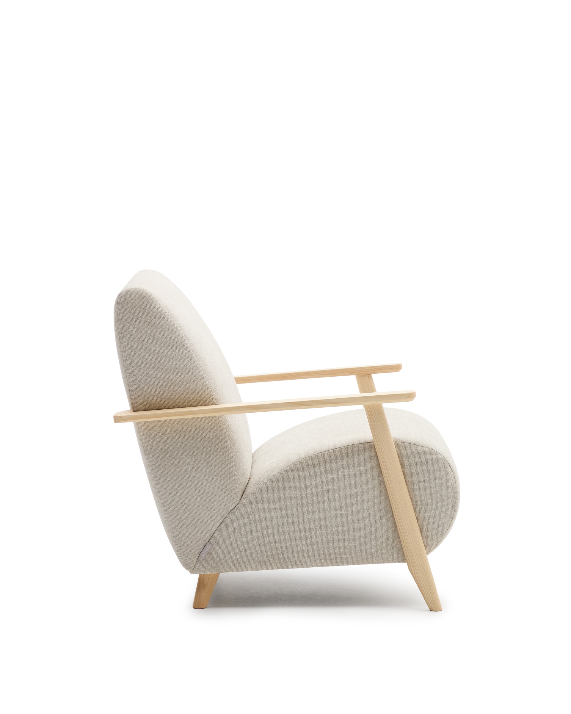 Kave Home Fauteuil 'Meghan' Chenille, kleur Beige/Naturel