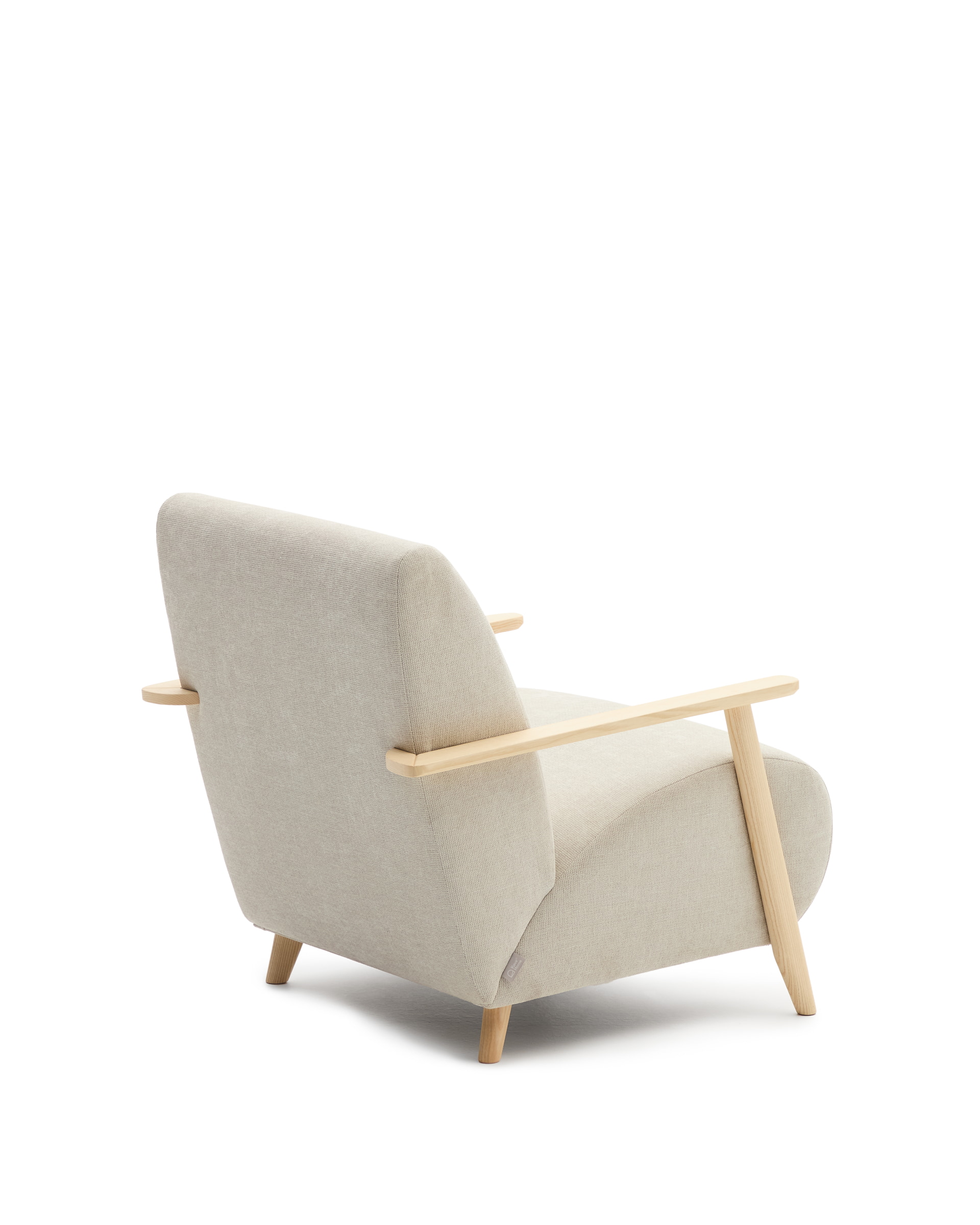 Kave Home Fauteuil 'Meghan' Chenille, kleur Beige/Naturel