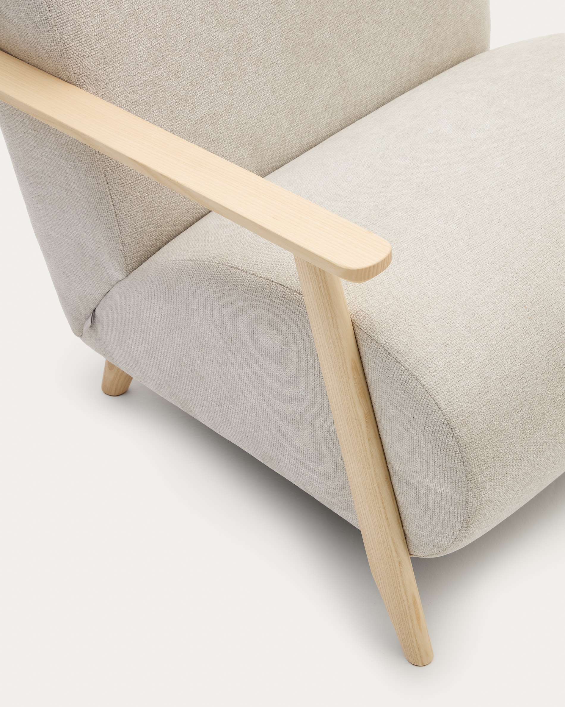 Kave Home Fauteuil 'Meghan' Chenille, kleur Beige/Naturel