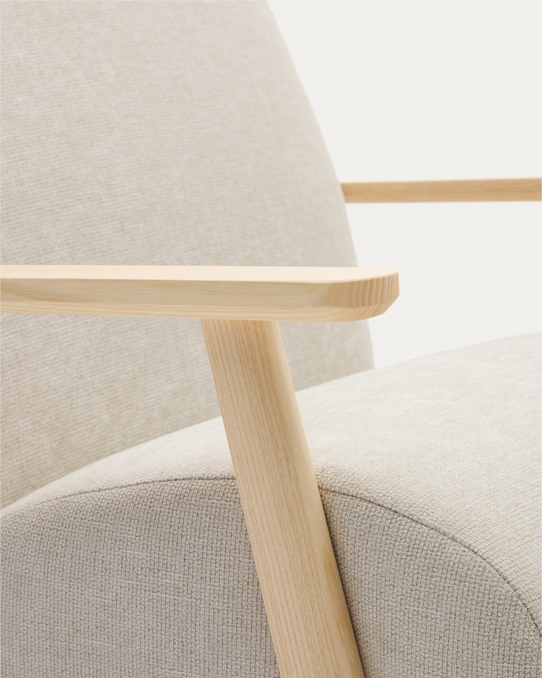 Kave Home Fauteuil 'Meghan' Chenille, kleur Beige/Naturel