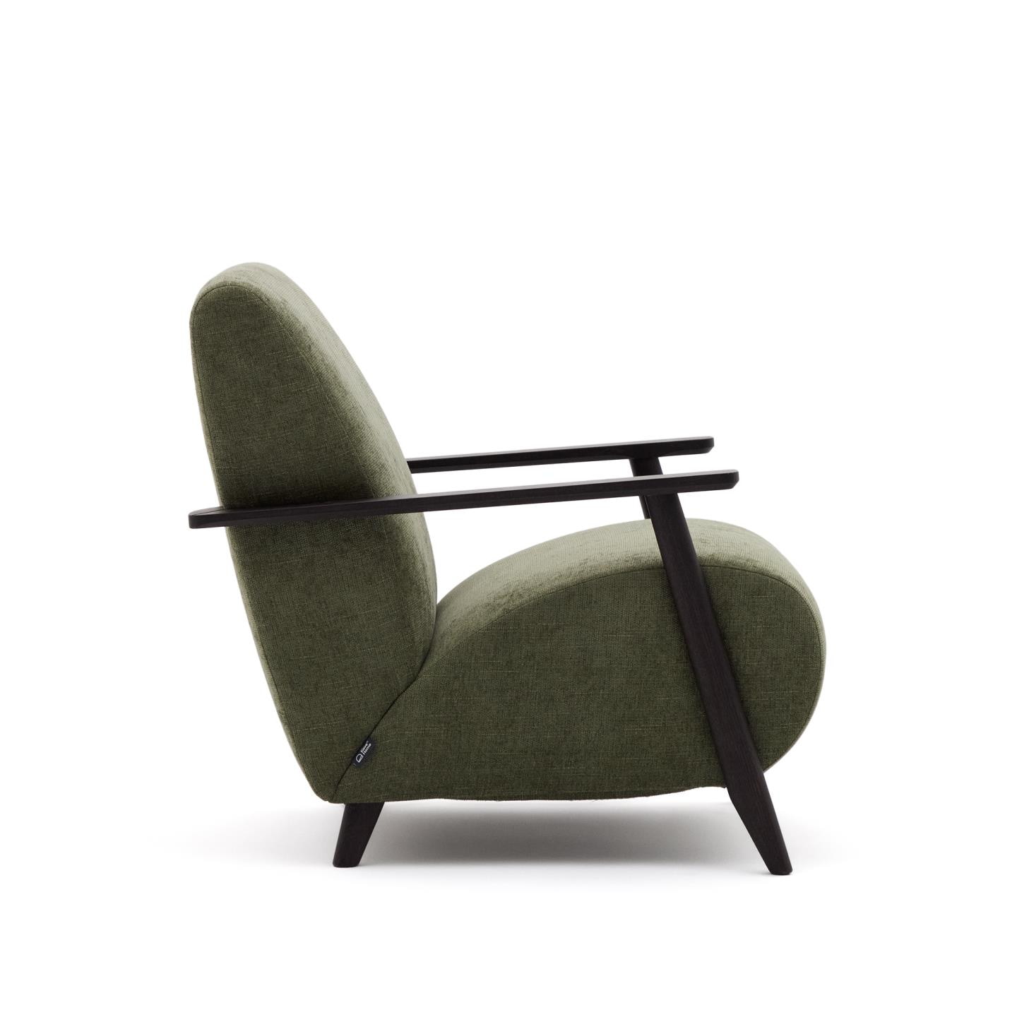 Kave Home Fauteuil 'Meghan' Chenille, kleur Groen/Wengé