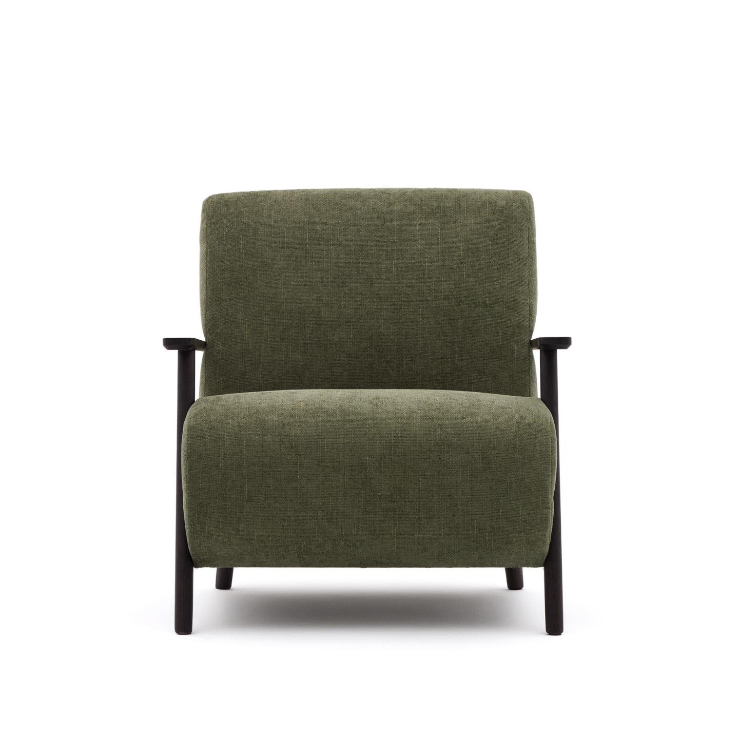 Kave Home Fauteuil 'Meghan' Chenille, kleur Groen/Wengé
