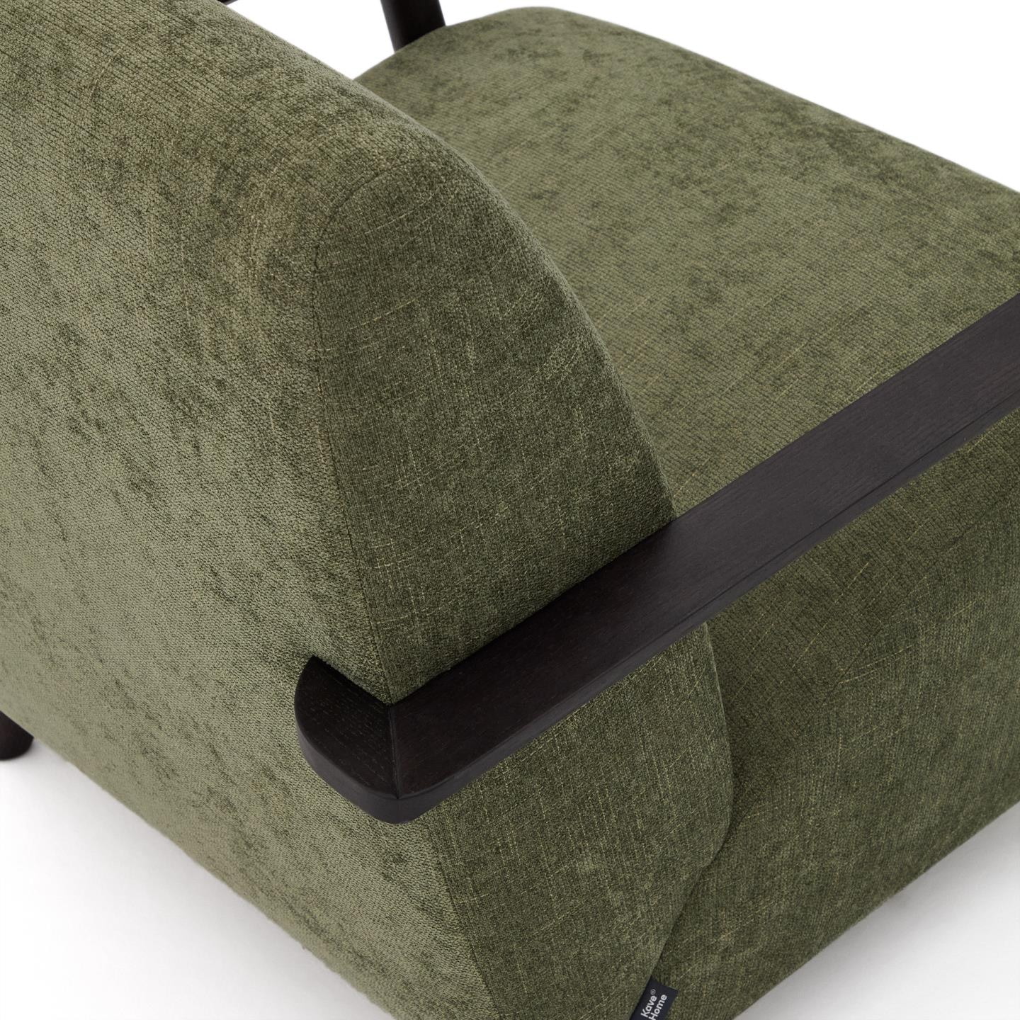 Kave Home Fauteuil 'Meghan' Chenille, kleur Groen/Wengé