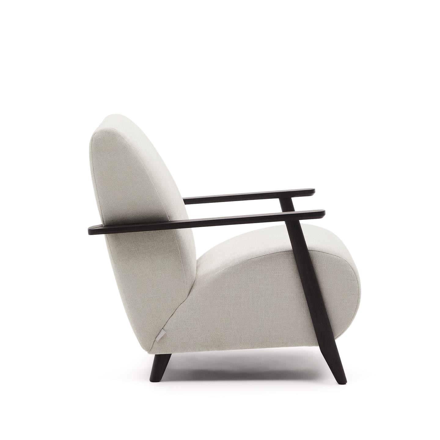Kave Home Fauteuil 'Meghan' Chenille, kleur Beige/Wengé