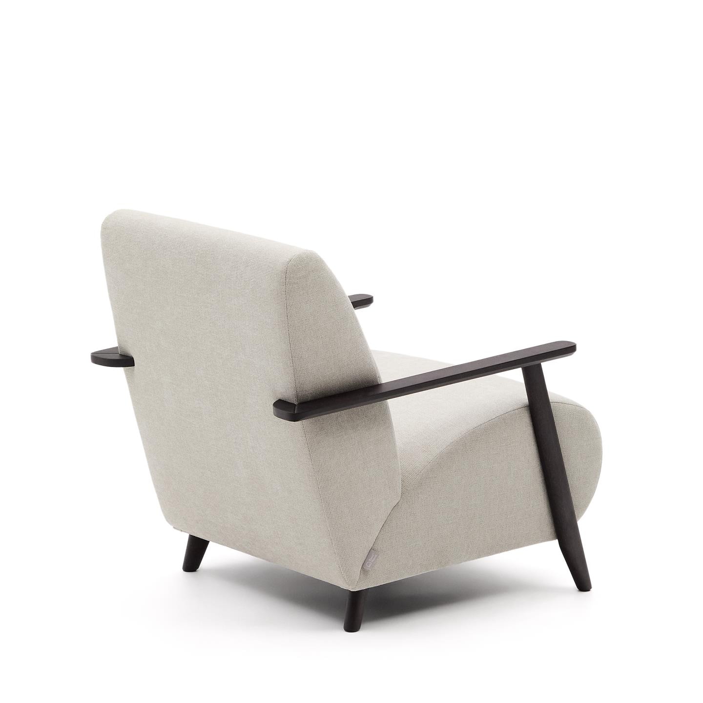 Kave Home Fauteuil 'Meghan' Chenille, kleur Beige/Wengé