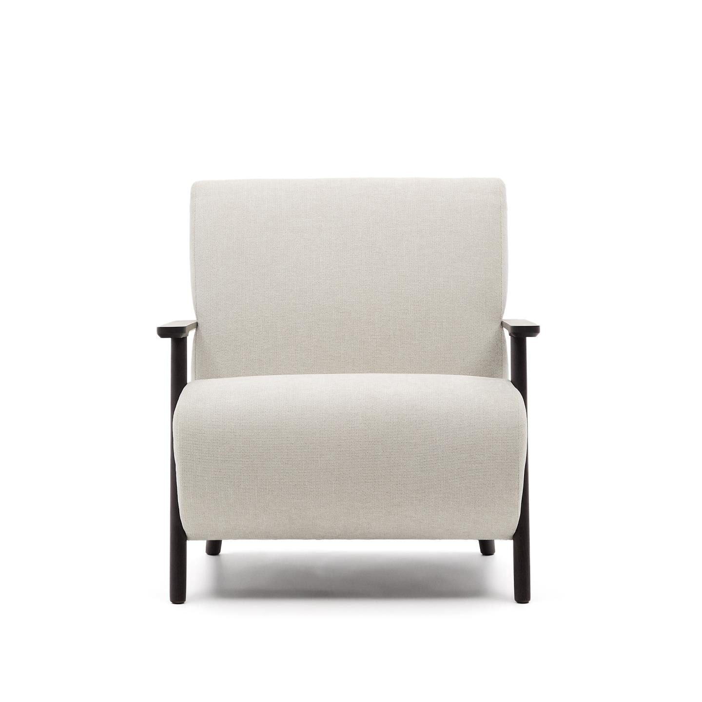 Kave Home Fauteuil 'Meghan' Chenille, kleur Beige/Wengé