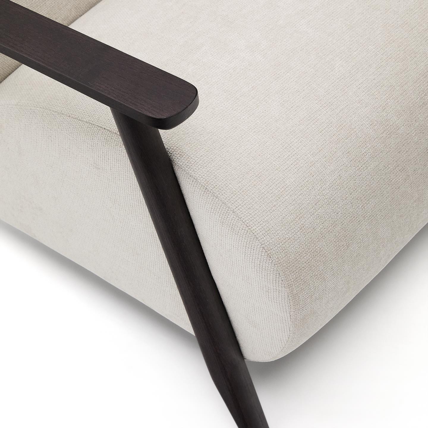 Kave Home Fauteuil 'Meghan' Chenille, kleur Beige/Wengé
