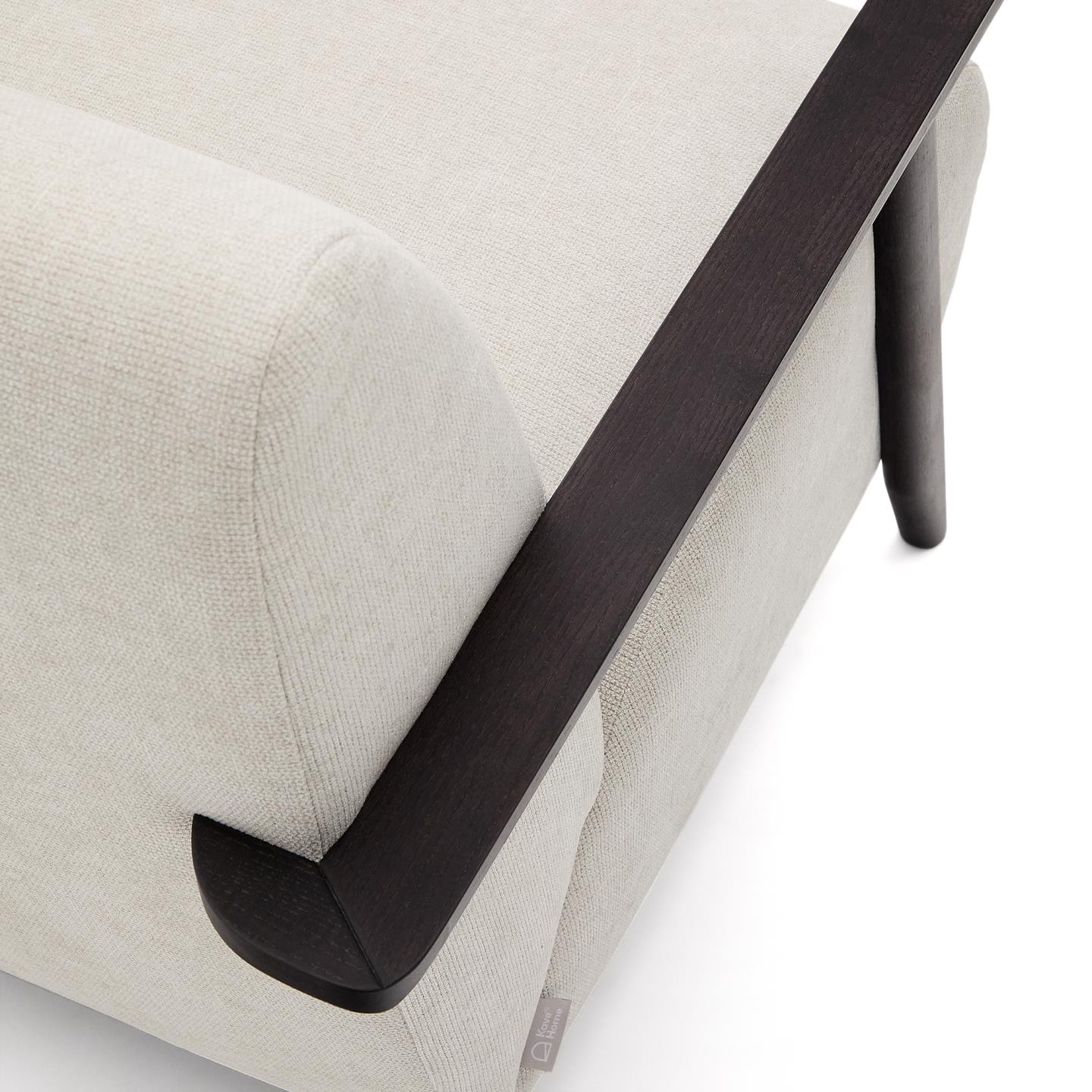 Kave Home Fauteuil 'Meghan' Chenille, kleur Beige/Wengé