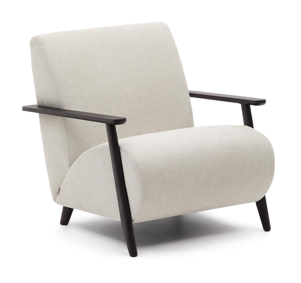 Kave Home Fauteuil Meghan Chenille - Beige/Zwart