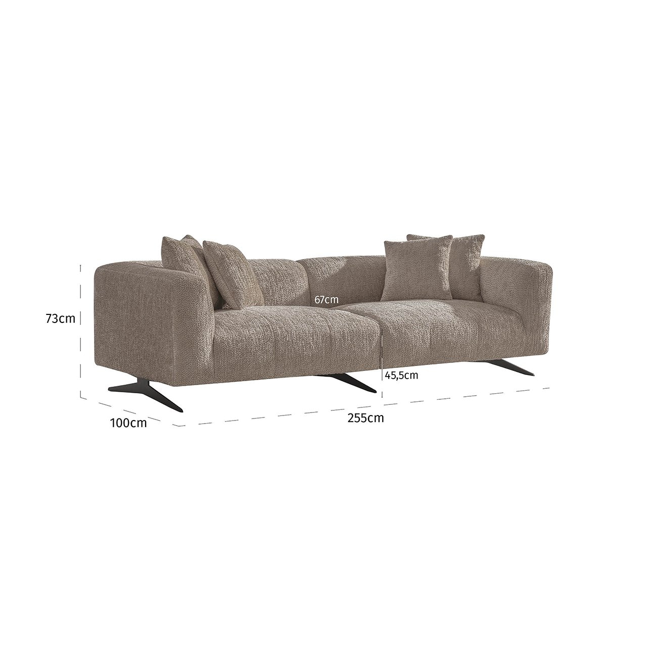 Richmond 3-zits Bank 'Hoxton' Chenille, 255cm, kleur Beige