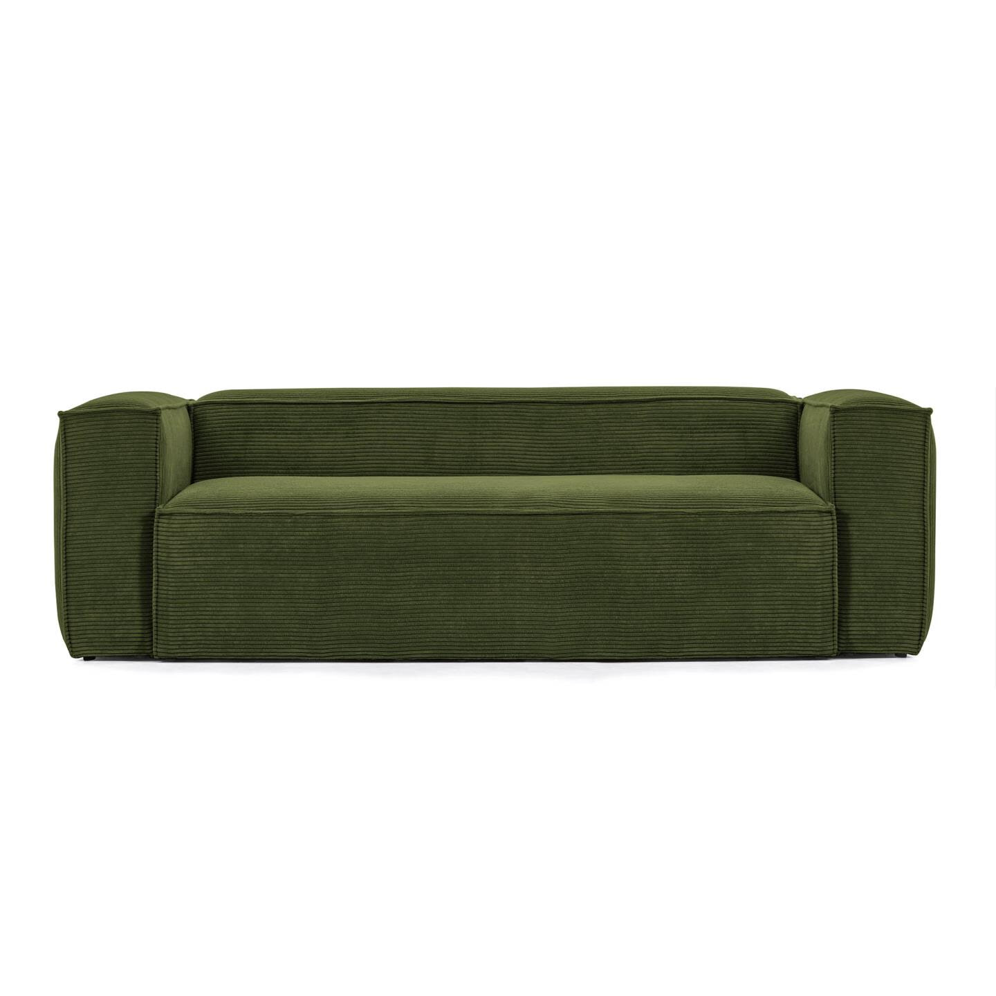 Kave Home 3-zits Bank 'Blok' 240 cm, Rib, kleur Donkergroen