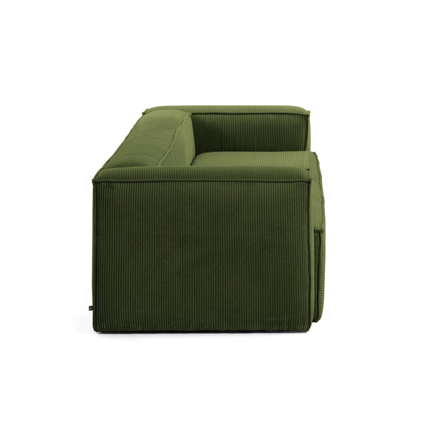 Kave Home 3-zits Bank 'Blok' 240 cm, Rib, kleur Donkergroen