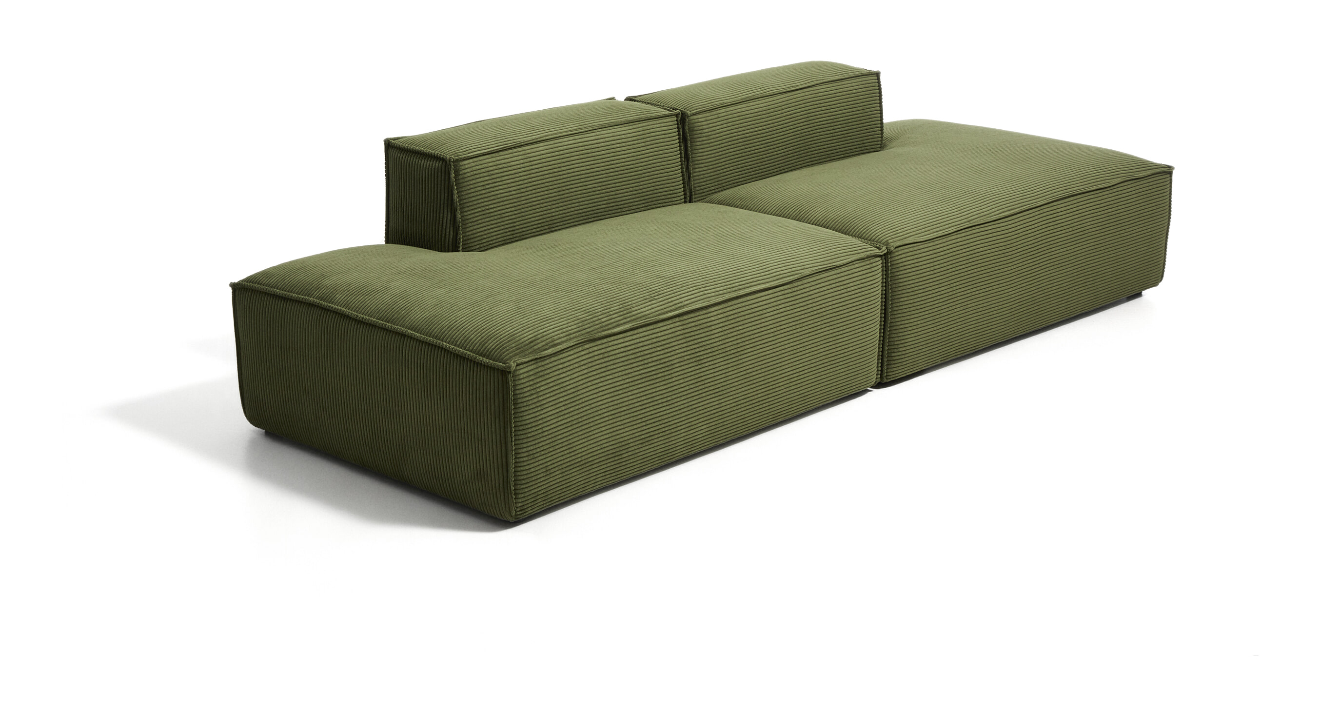 Kave Home 3-zits Bank Blok 290cm, Rib - Donkergroen