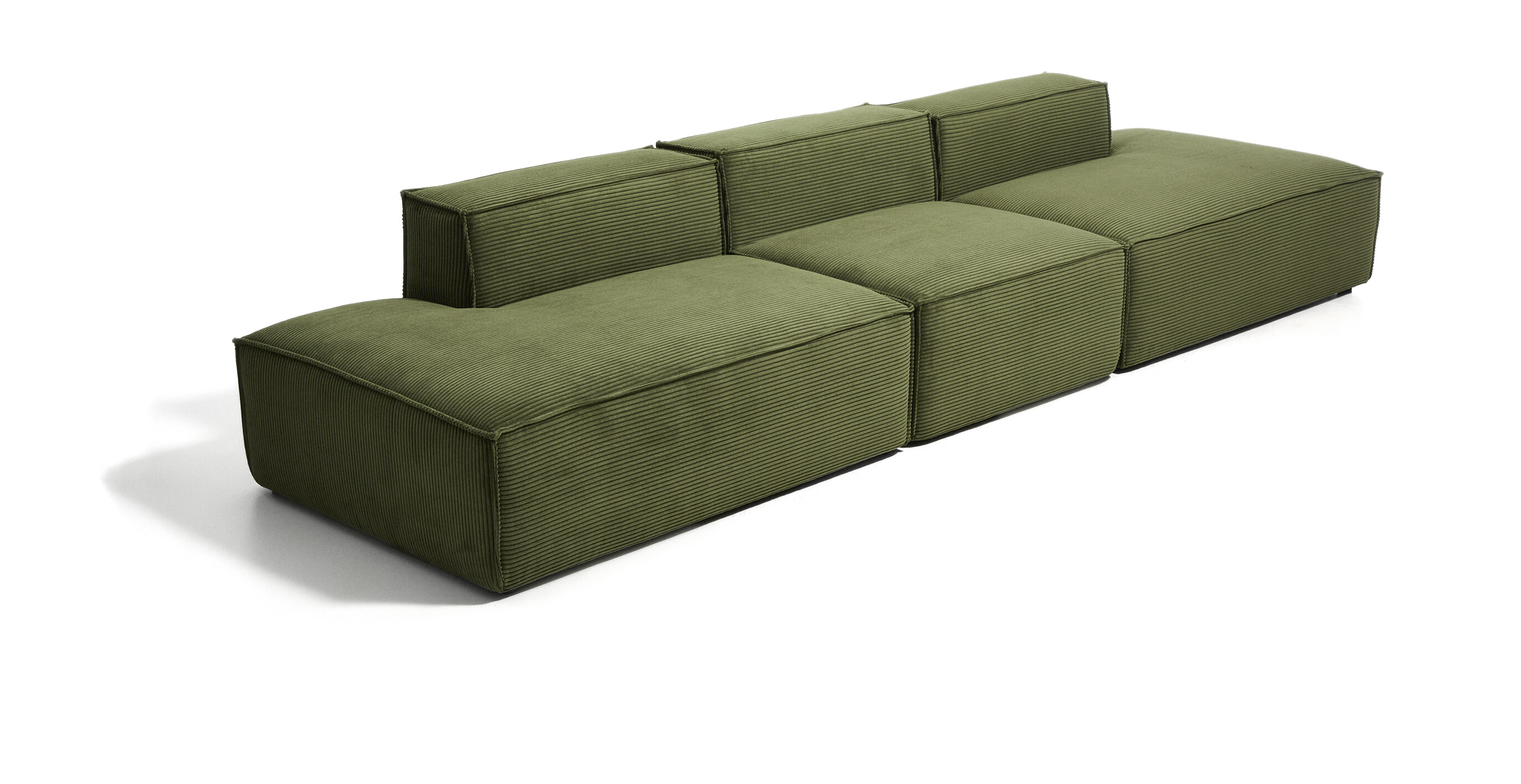 Kave Home 4-zits Bank Blok 380cm, Rib - Donkergroen