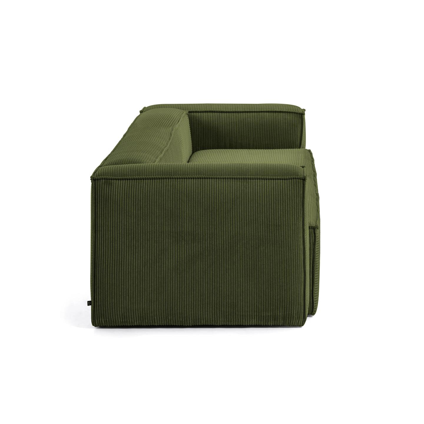 Kave Home 2-zits Bank 'Blok' 210cm, Rib, kleur Donkergroen