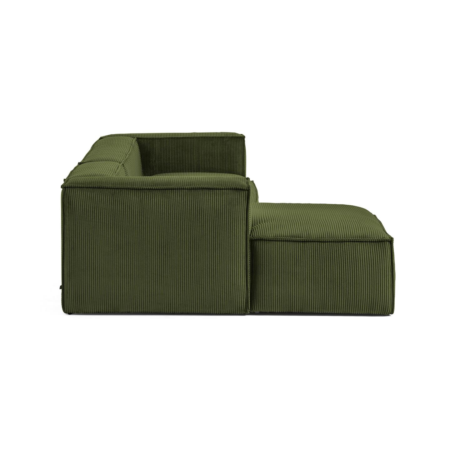 Kave Home Loungebank 'Blok' Rib, Links 330cm, kleur Donkergroen