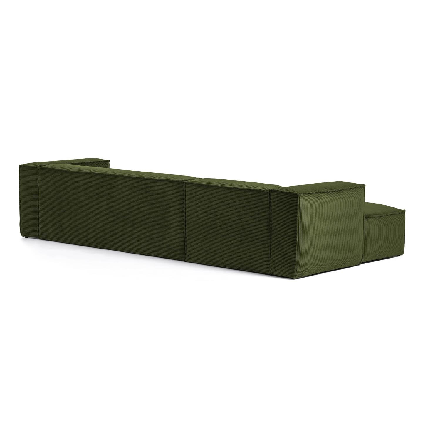 Kave Home Loungebank 'Blok' Rib, Links 330cm, kleur Donkergroen