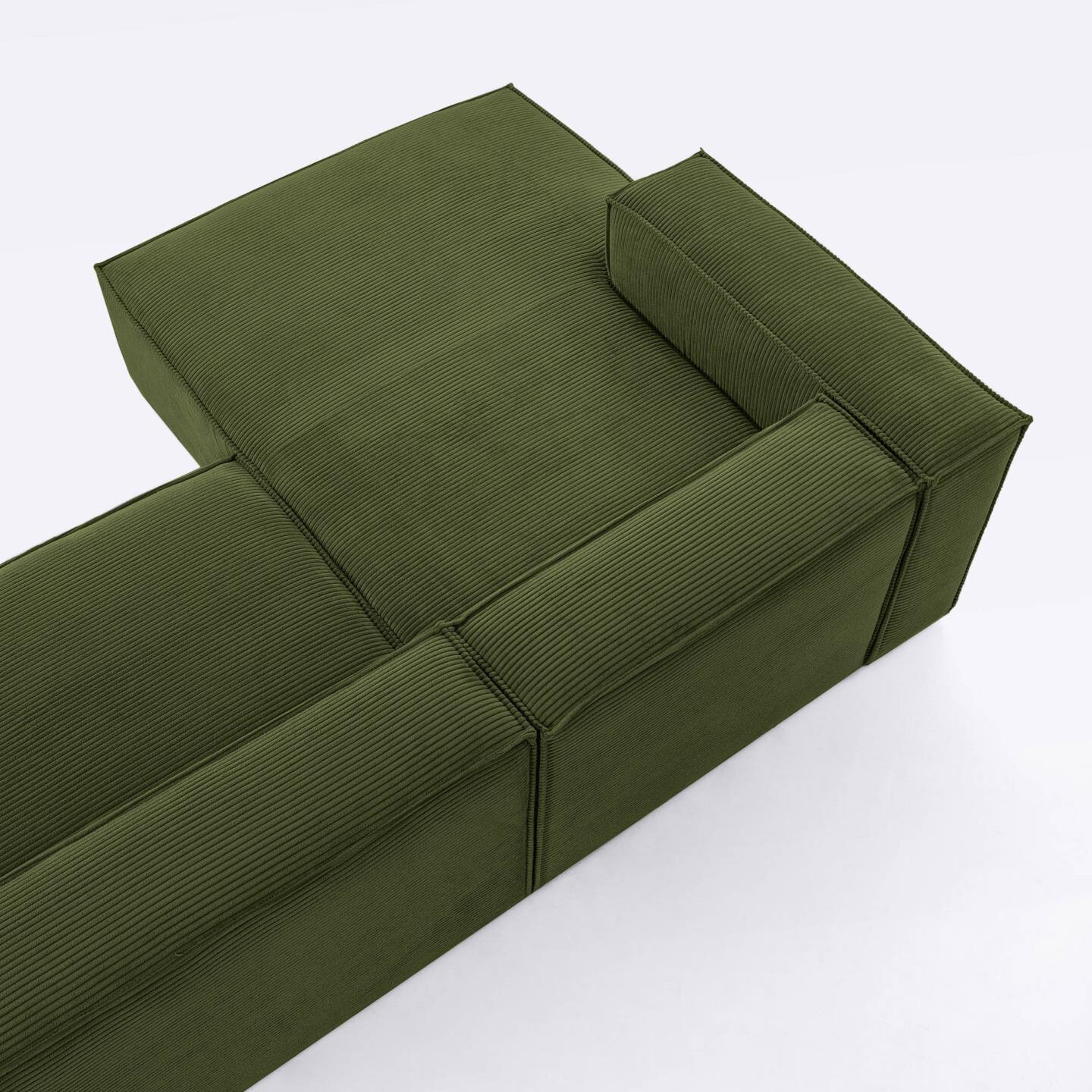 Kave Home Loungebank 'Blok' Rib, Links 330cm, kleur Donkergroen