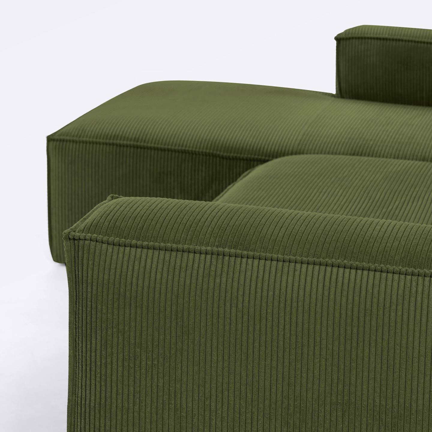 Kave Home Loungebank 'Blok' Rib, Links 330cm, kleur Donkergroen