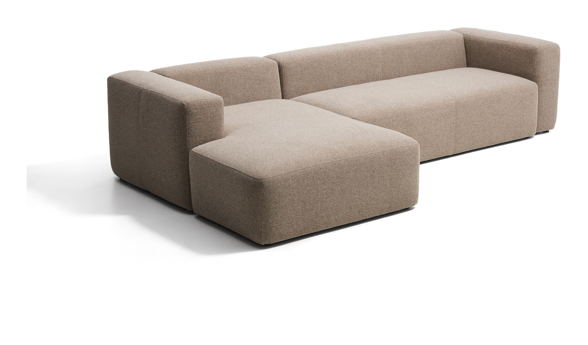 Kave Home Loungebank Blok Links, 330cm, Chenille - Bruin