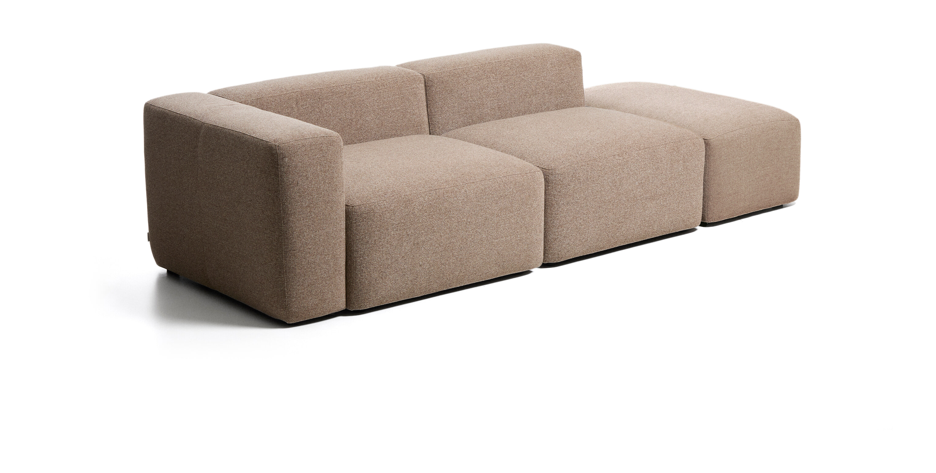 Kave Home 3-zits Bank Blok met linkerarmleuning en poefeindstuk 270cm, Chenille - Bruin