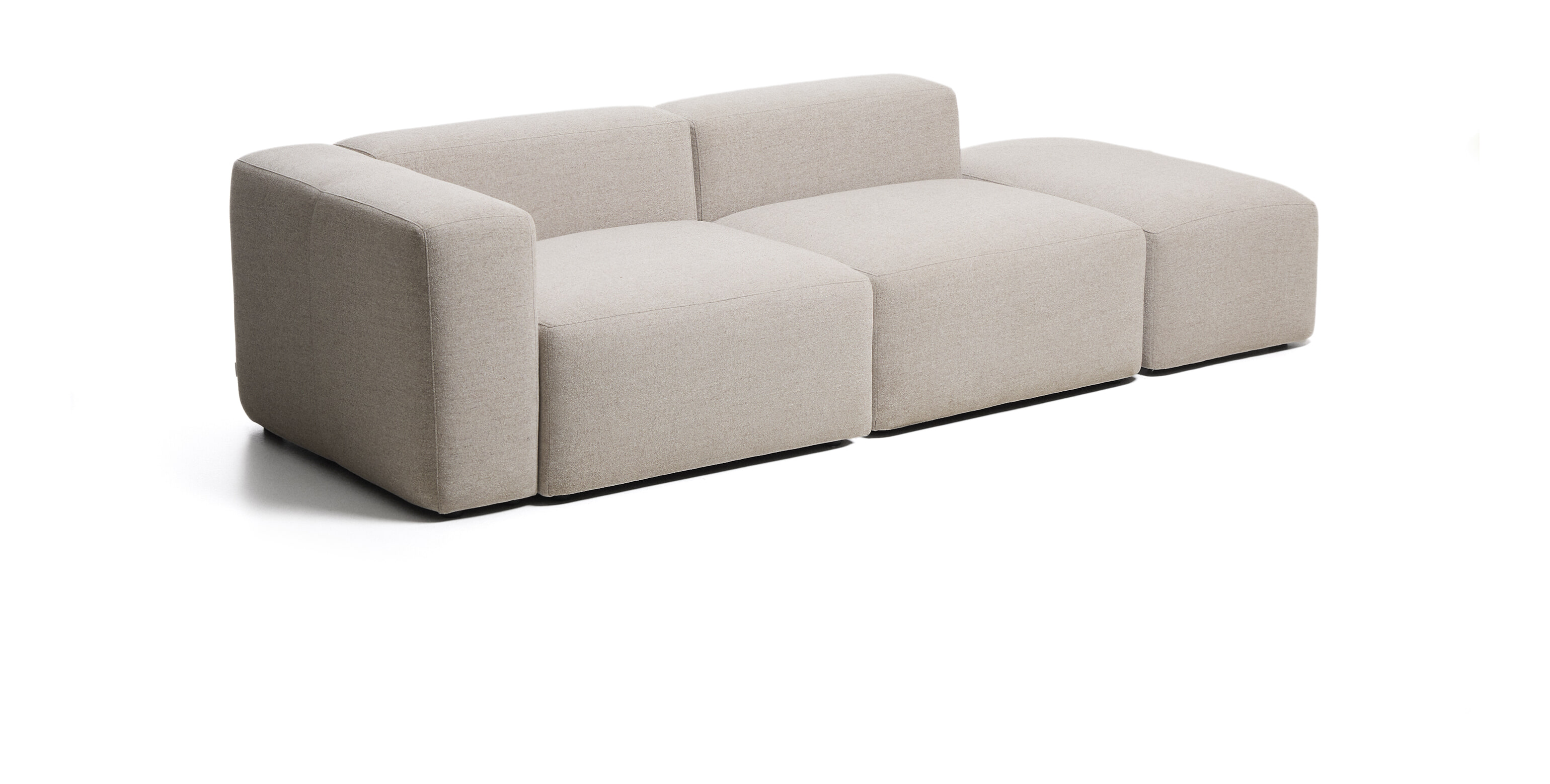 Kave Home 3-zits Bank Blok met linkerarmleuning en poefeindstuk 270cm, Chenille - Beige