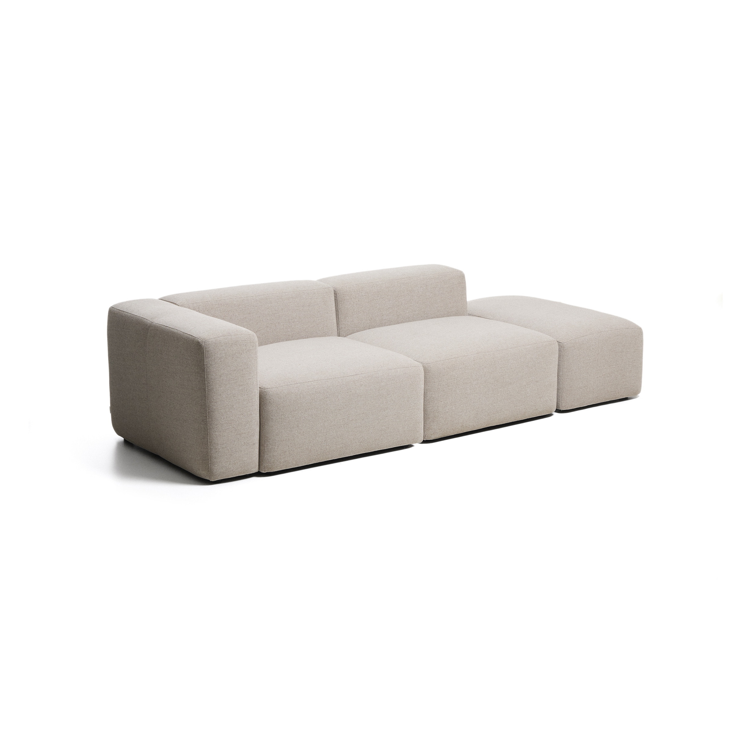Kave Home 3-zits Bank Blok met linkerarmleuning en poefeindstuk 270cm, Chenille - Beige
