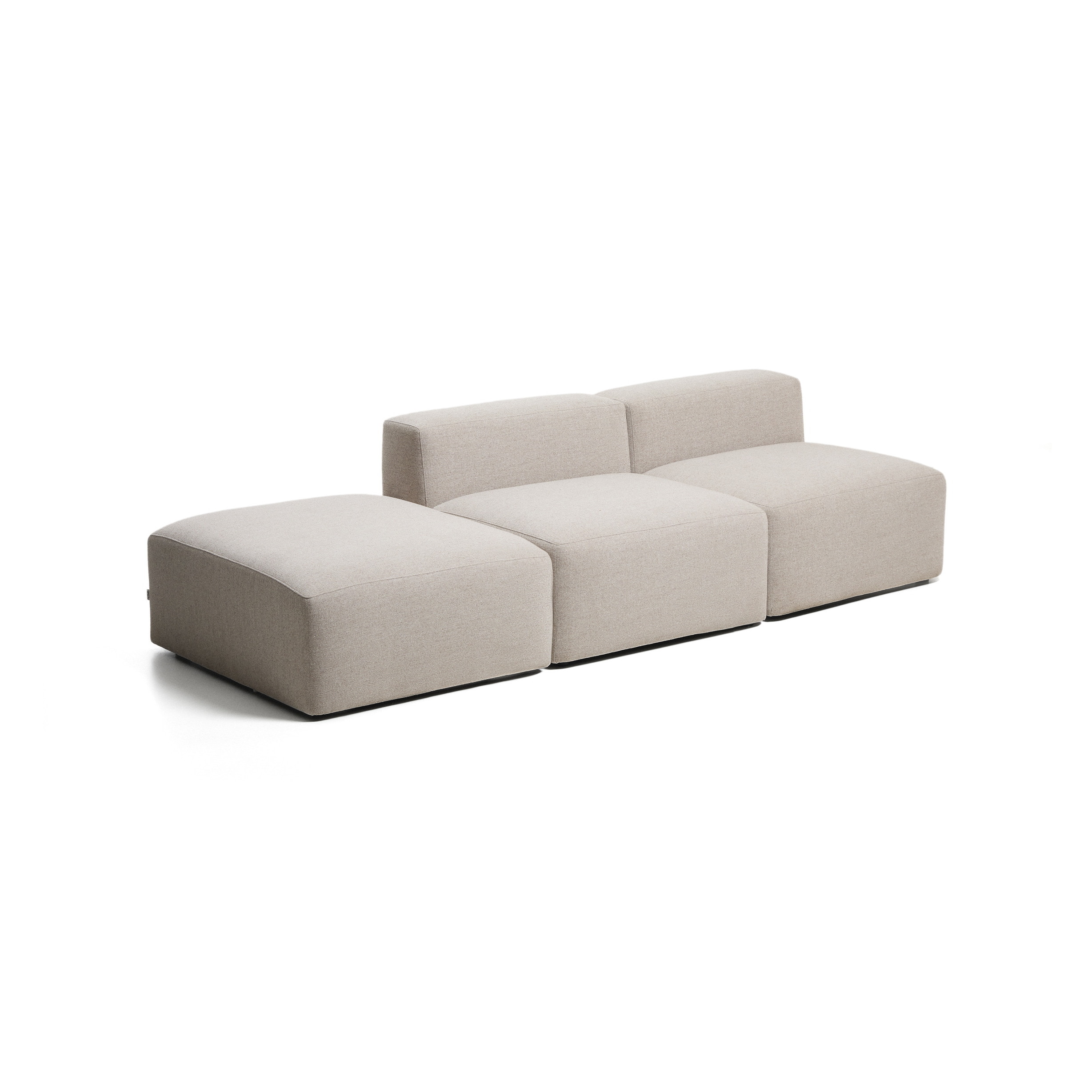 Kave Home 3-zits Bank Blok met poefeindstuk 270cm, Chenille - Beige