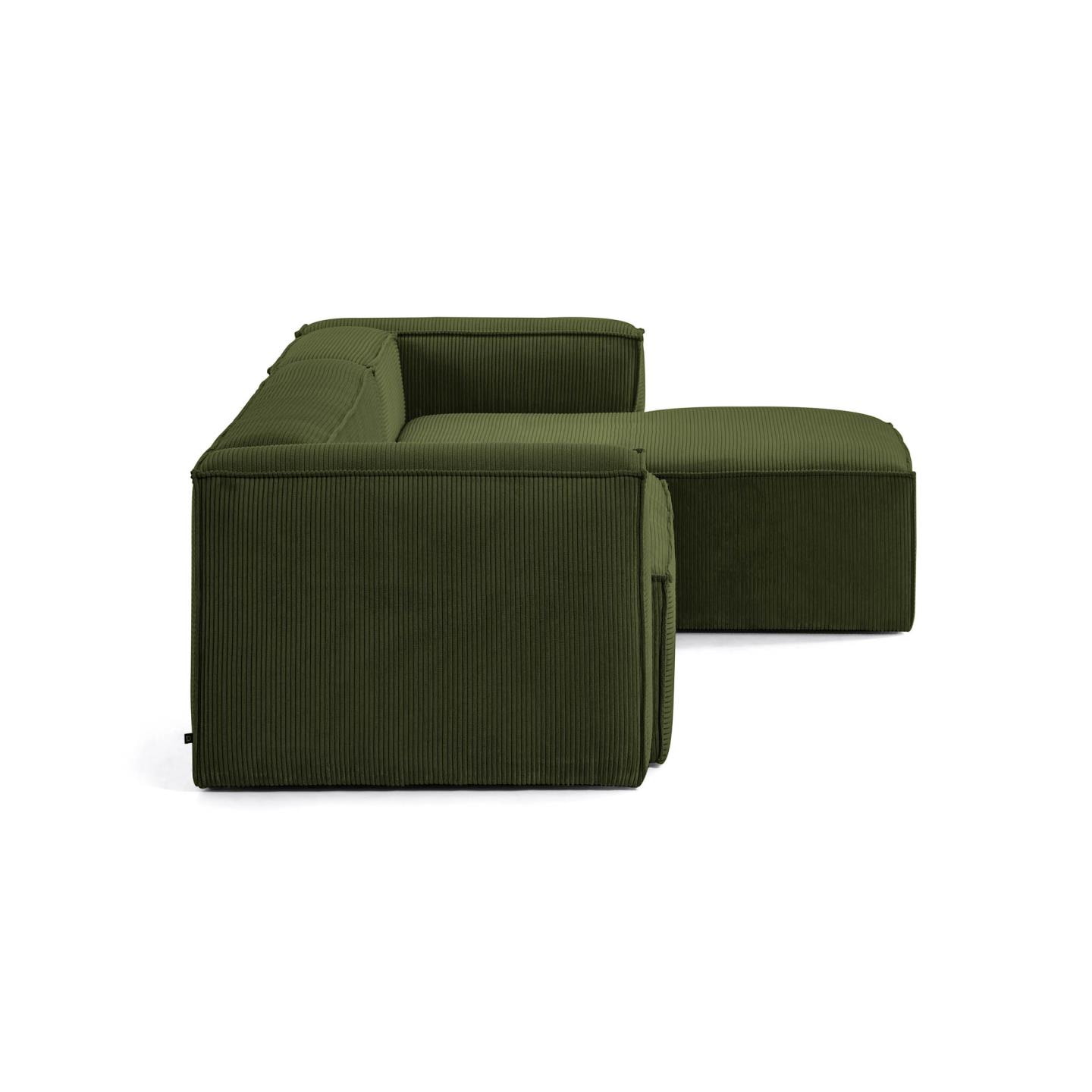 Kave Home Loungebank 'Blok' Rib, Rechts 330cm, kleur Donkergroen