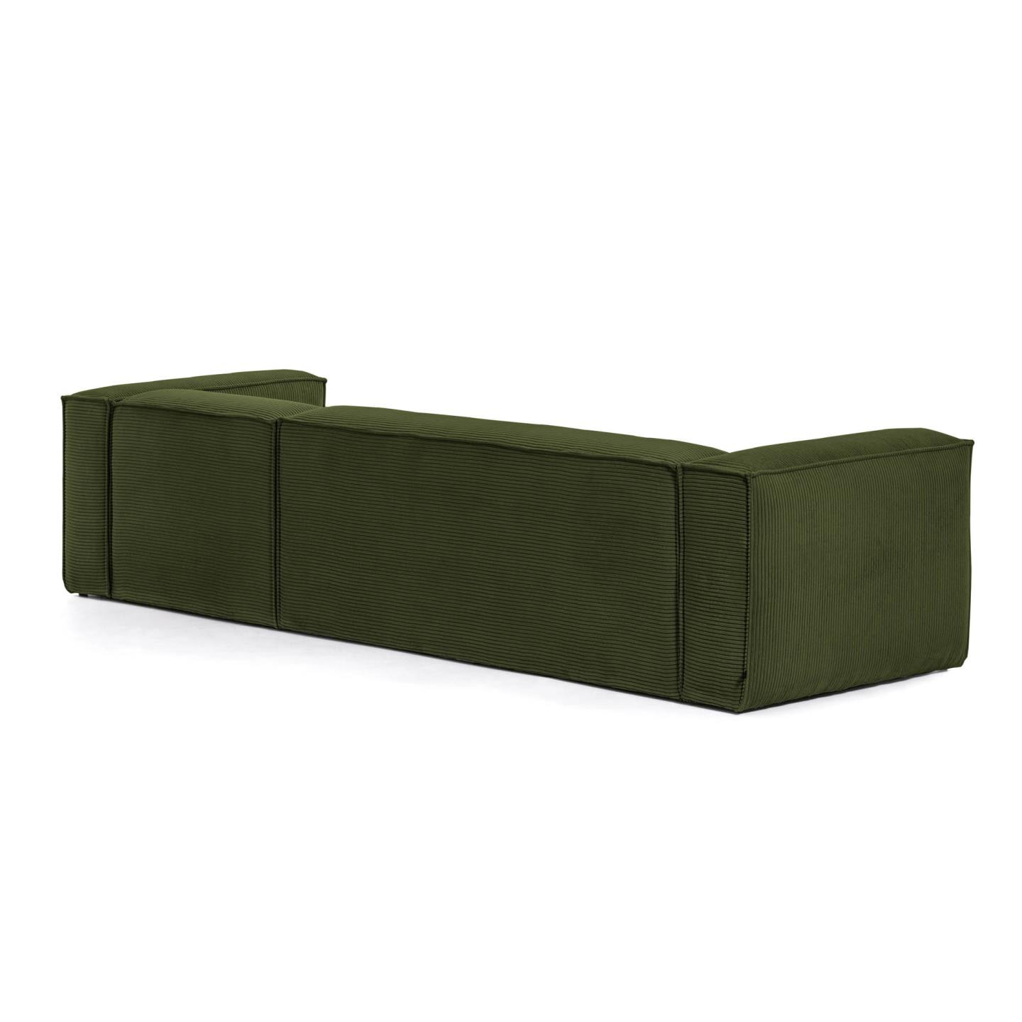 Kave Home Loungebank 'Blok' Rib, Rechts 330cm, kleur Donkergroen