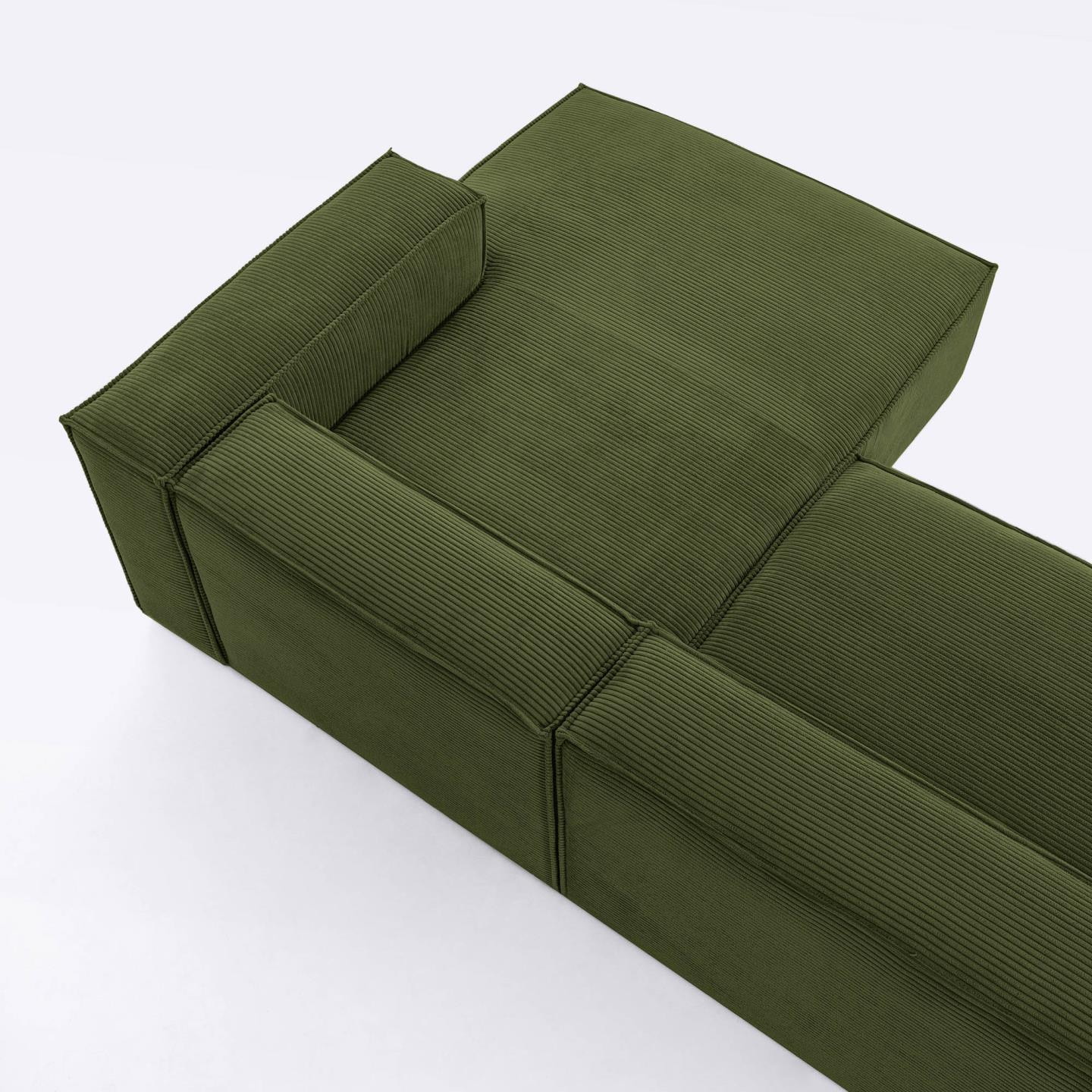 Kave Home Loungebank 'Blok' Rib, Rechts 330cm, kleur Donkergroen