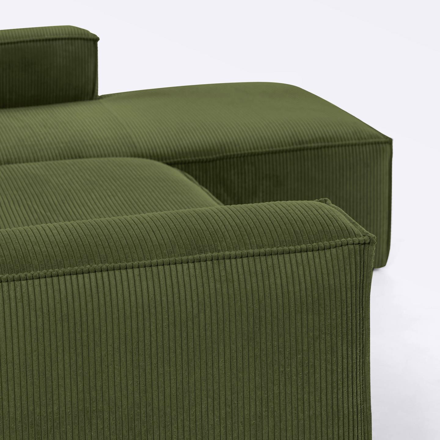 Kave Home Loungebank 'Blok' Rib, Rechts 330cm, kleur Donkergroen