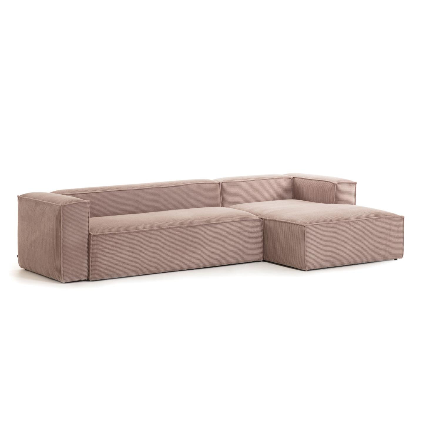 Kave Home Loungebank 'Blok' Rib, Rechts 330cm, kleur Roze