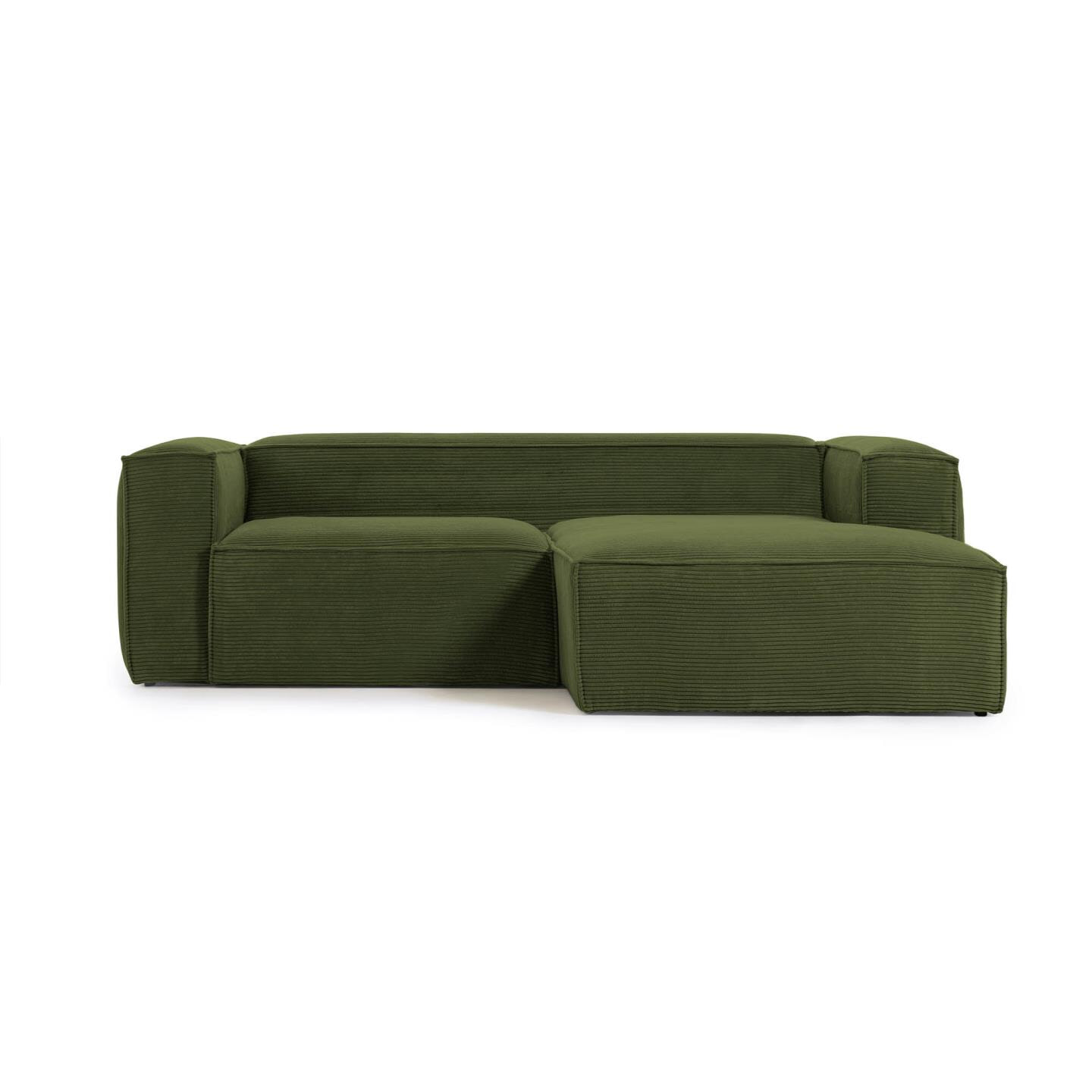 Kave Home Loungebank 'Blok' 240cm, Rib, Rechts, kleur Donkergroen