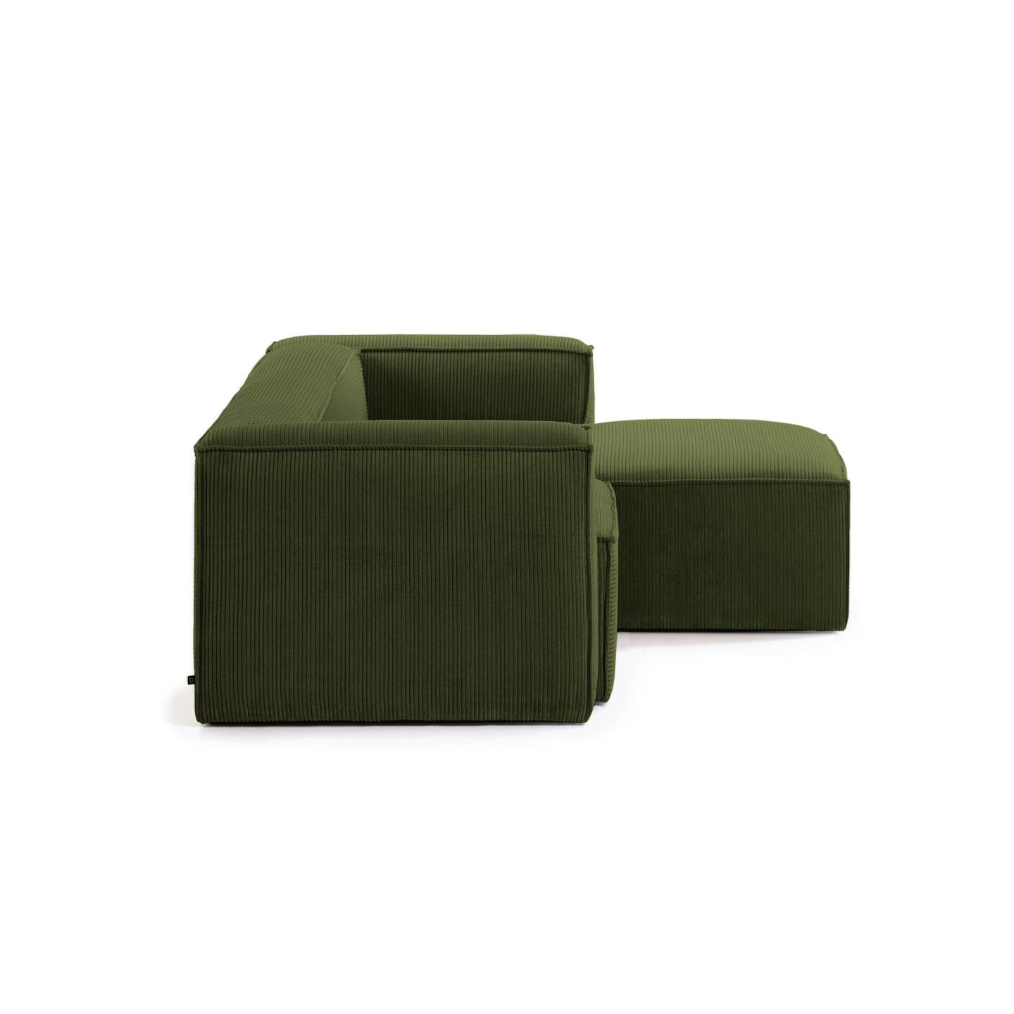 Kave Home Loungebank 'Blok' 240cm, Rib, Rechts, kleur Donkergroen