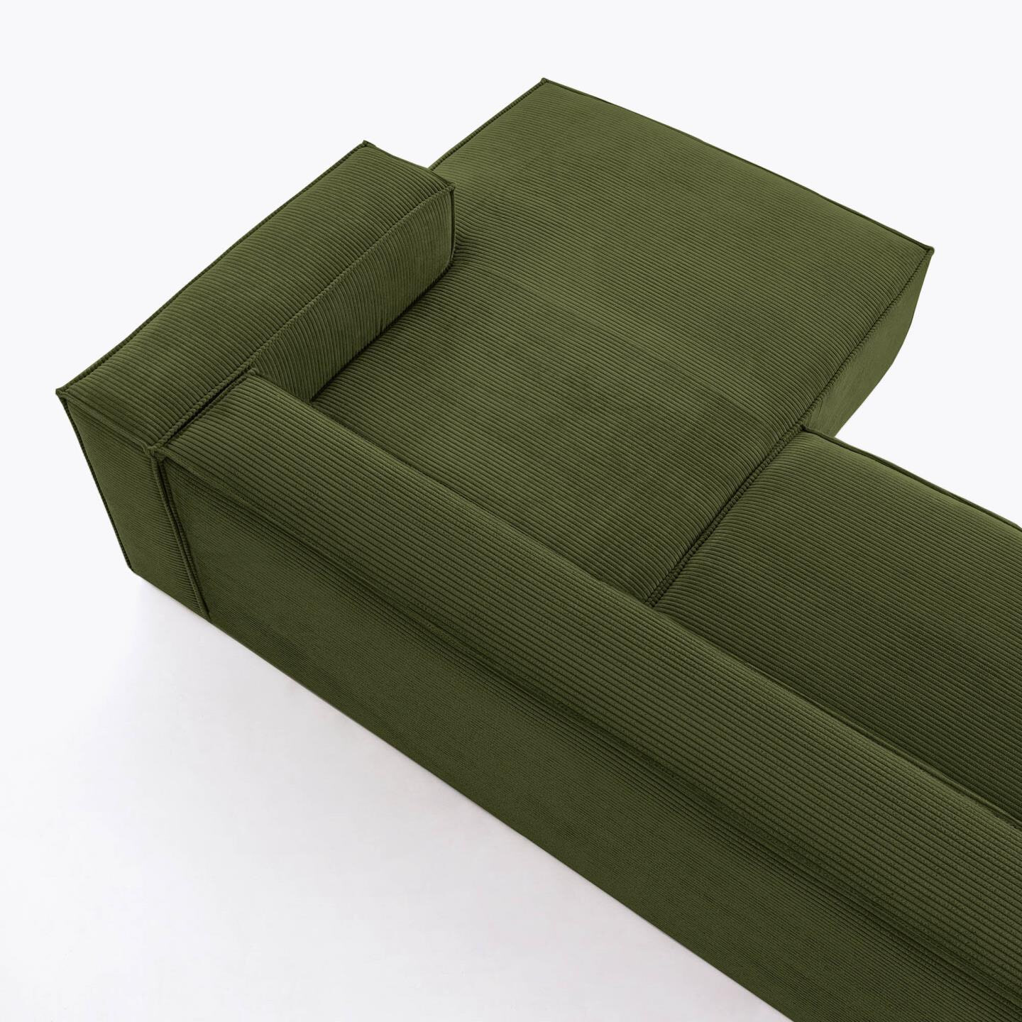 Kave Home Loungebank 'Blok' 240cm, Rib, Rechts, kleur Donkergroen