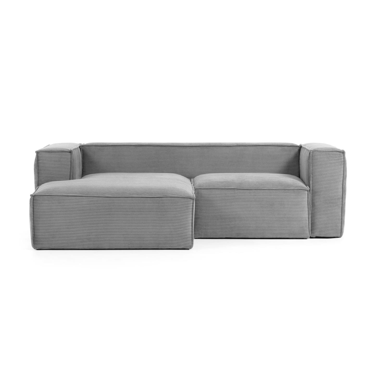Kave Home Loungebank 'Blok' Rib, Links 240cm, kleur Donkergrijs