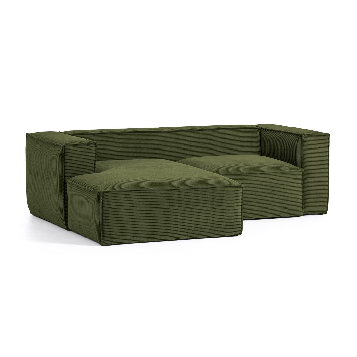 Kave Home Loungebank 'Blok' Rib, Links, kleur Donkergroen Kave Home Loungebank 'Blok' Rib, Links, kleur Donkergroen