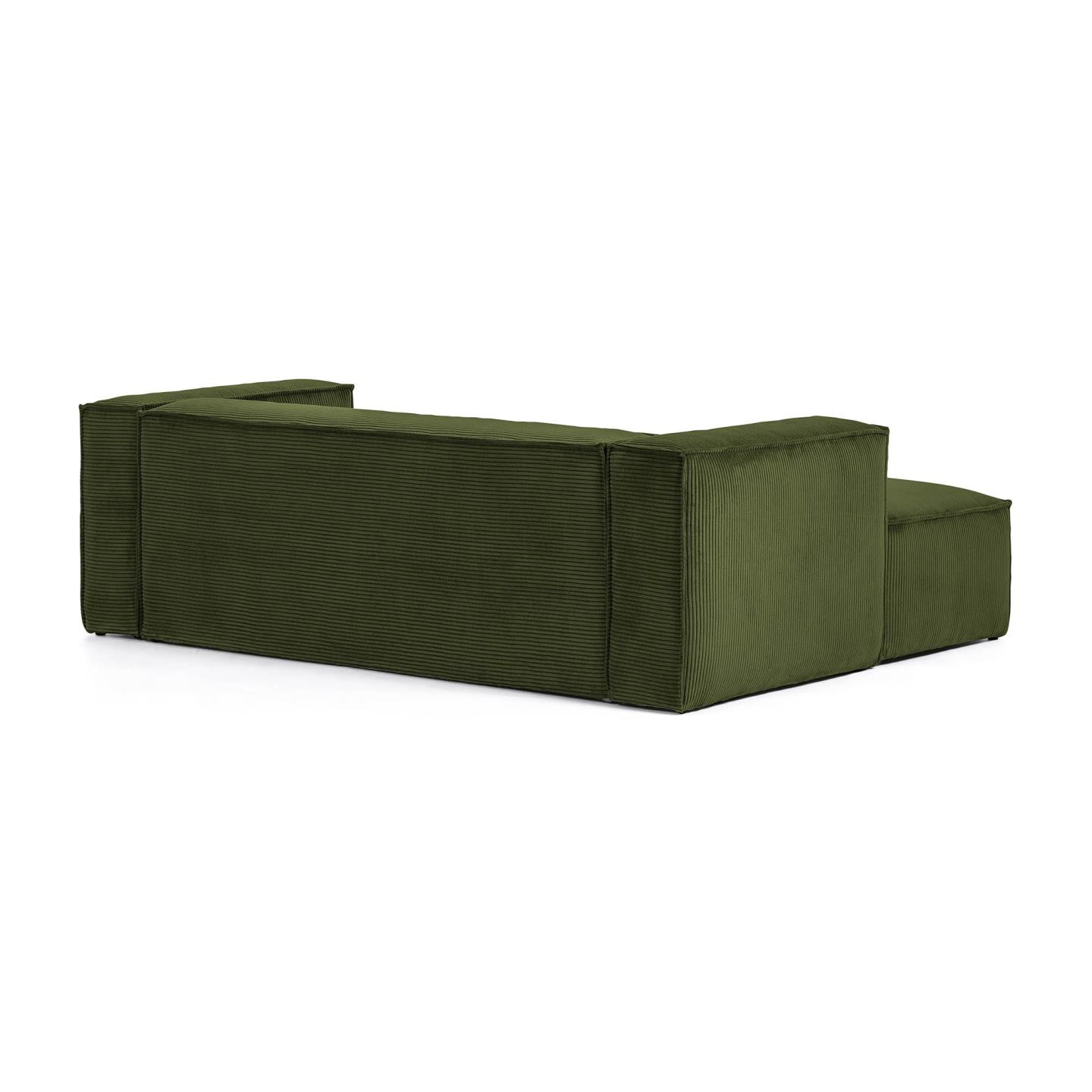 Kave Home Loungebank 'Blok' 240cm, Rib, Links, kleur Donkergroen