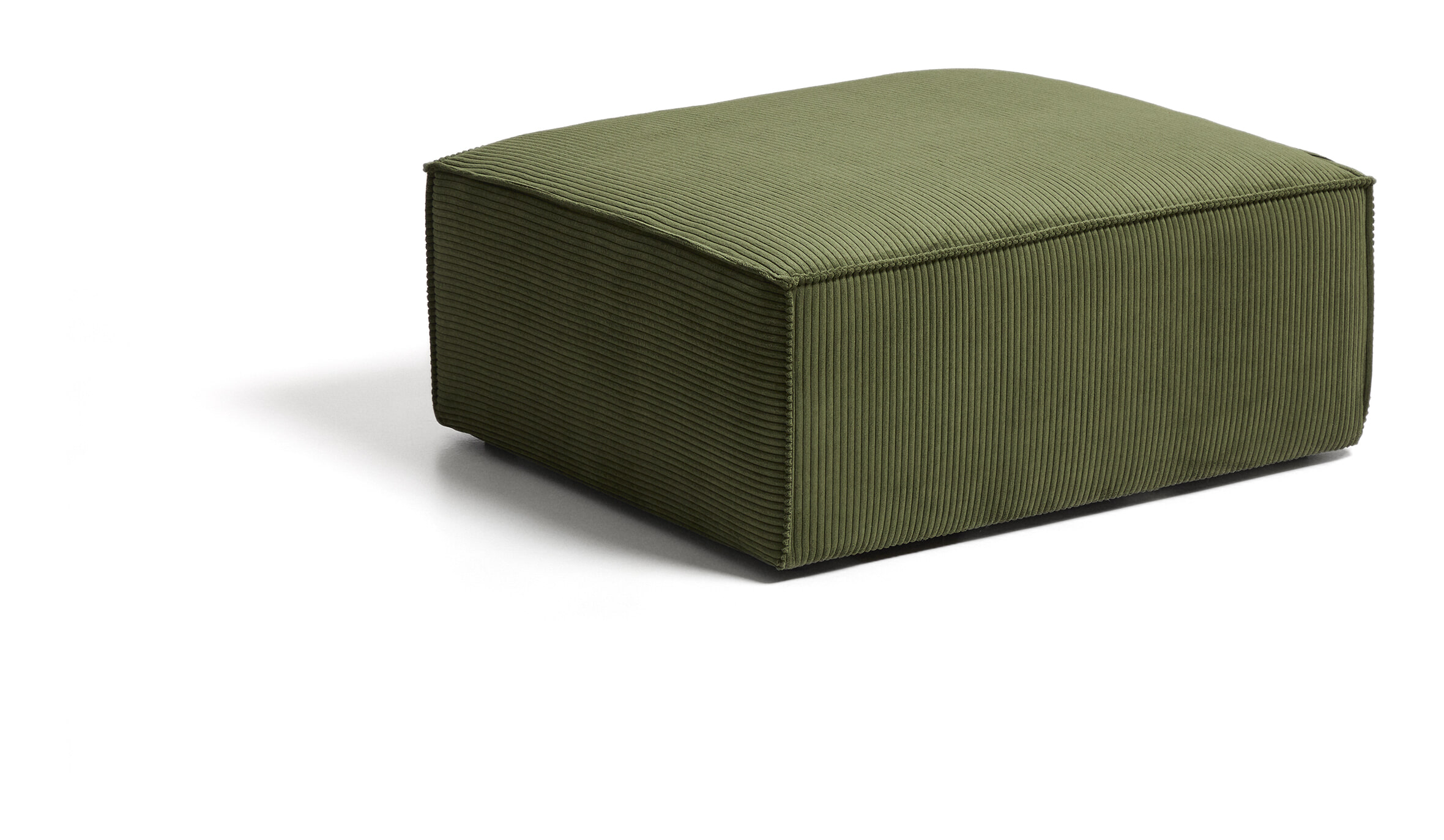 Kave Home Poef Blok Rib, 90 x 104cm - Donkergroen