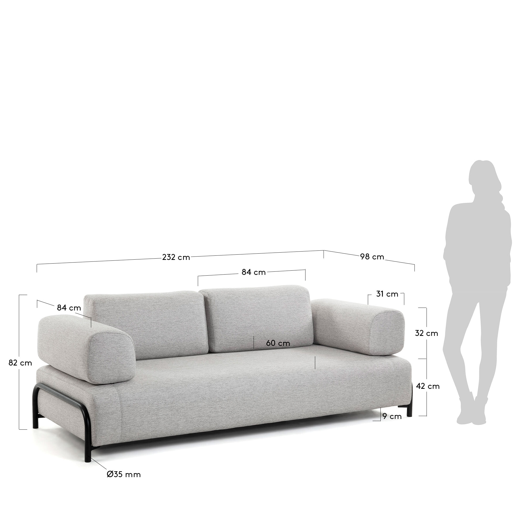 Kave Home 3-zits Bank 'Compo', kleur Beige
