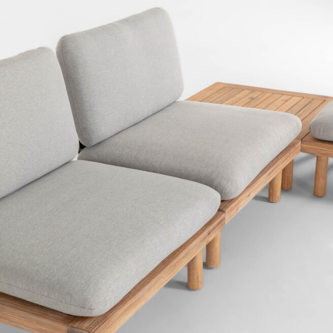 Kave Home Loungeset 'Viridis' 4 fauteuils + 2 tafels, Acaciahout